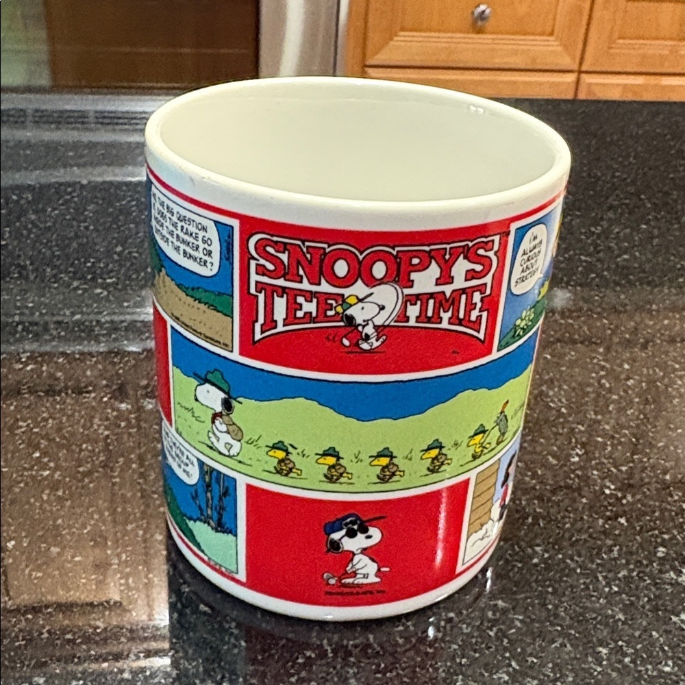 Golf Snoopy’s Tee Time Colorful Comic Strip Mug colorful fun vintage